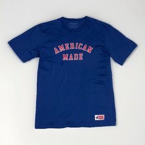 AMERICAN GIANT T Shirt Mens L Blue American Made Graphic Cotton USA Made Tee